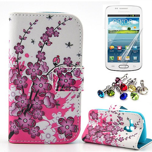 Peach Blossom шаблон PU кожаный чехол с пленкой и пыли разъем для Samsung s3 мини i8190