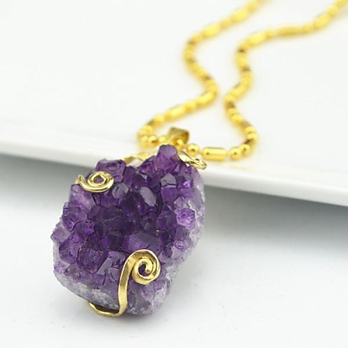 toonykelly старинные медные золотое ожерелье природного фиолетовый аметист нерегулярные камень druzy (1 шт)
