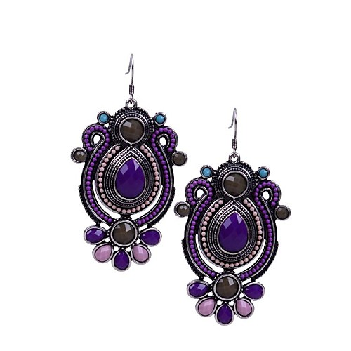 New Arrival Antique Jewelry Classic Colorful Resin Bohemia Style Pendant Statement Drop Earrings Brincos For Women