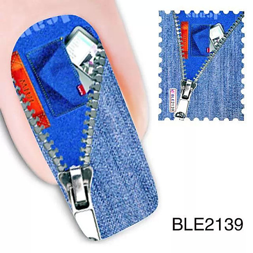 1шт джинсы дизайн водяной знак Nail Art Наклейки ble2139