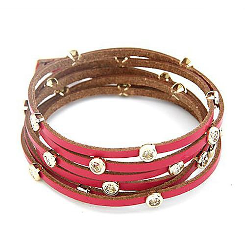 Punk Style Rivet Leather Wrap Bracelets (Red, Black, Green)