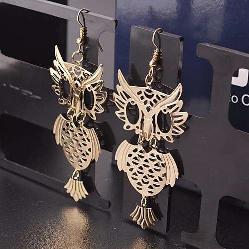 European Vintage Hllow Owl Alloy Drop Earrings(1pair)(More Color)