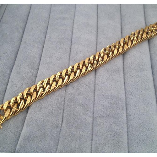 18K Gold Plated Fashion Mens Jewelry Golden Look Thick Herringbone Chain Bracelet UNISEX