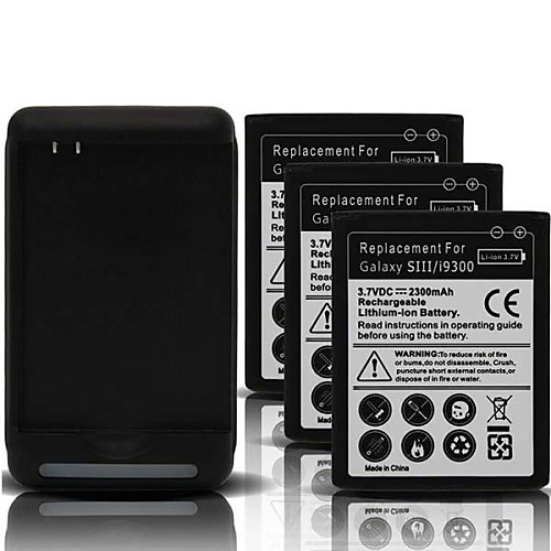 3 х 2300mAh батареи  USB зарядное устройство для Samsung Galaxy S 3 III i535 L710 t999 i9300