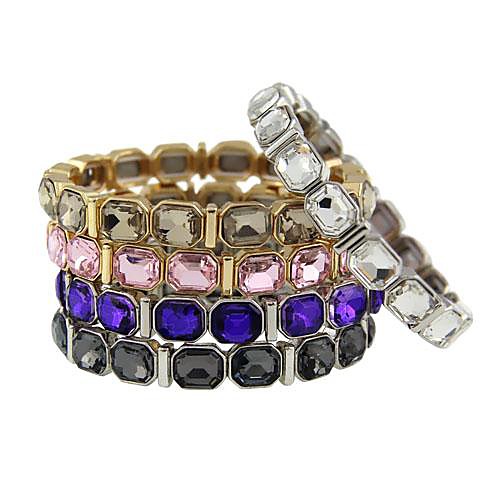 New Fashion Women Ethnic Rock Multicolor Crystal Adjustable Cuff Statement Bangles Bracelets Jewelry