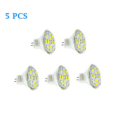 5Pcs MR11 6W 12x5730SMD 550-570LM 3500K/6000K Warm White/Cool White Light LED Spot Bulb (12V)