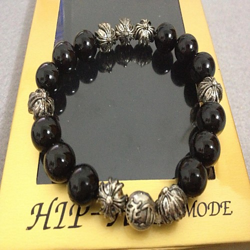 BLACK ONYX WHITE RICK ROSS HIP HOP CZ PAVE BLING BEADED BRACELET