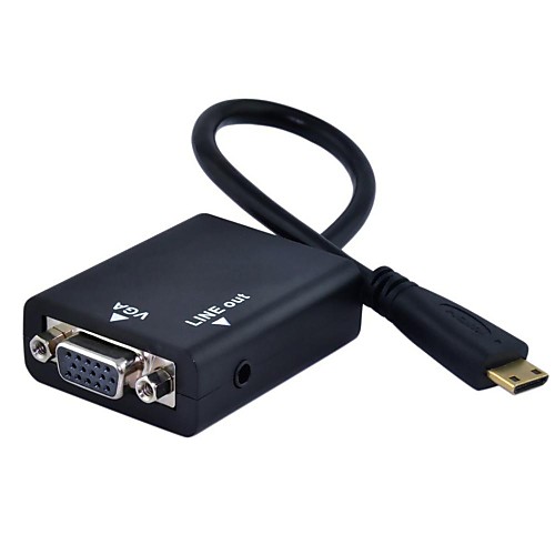 Mini HDMI для VGA видео конвертер адаптер с аудио кабелем вывода