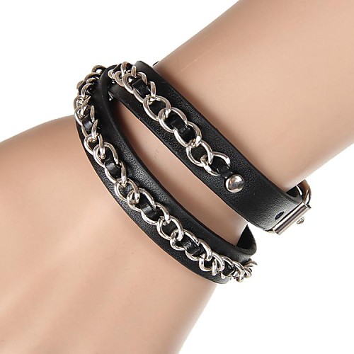 European And American Fashion Chains Braided Leather Bracelet Laps (4 Colors)