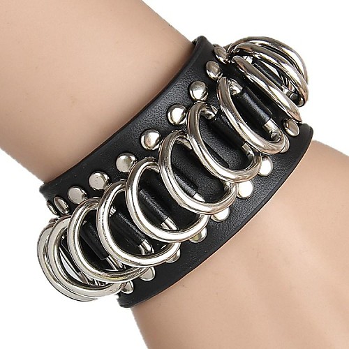 European And American Punk Exaggerated Metal Buckle Braided Leather Bracelet (Multicolor)