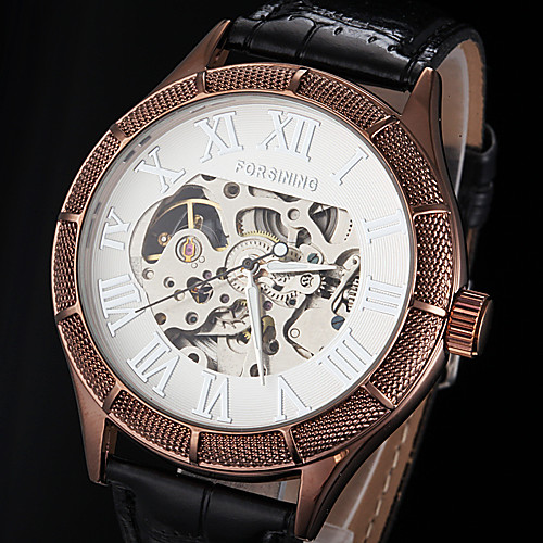 FORSINING Men's Skeleton Watch Mechanical Watch Automatic self-winding Leather Black / Brown Hollow Engraving Analog Luxury - White Black Bronze
FORSINING Men's Skeleton Watch Mechanical Watch Automatic self-winding Leather Black / Brown Hollow Engraving Analog Luxury - White Black Bronze