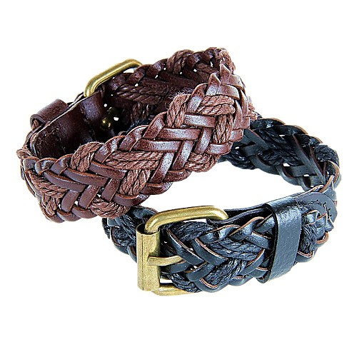 Size Of the Pull Wax Leather Hand-Woven Leather Bracelet (2 Colors)