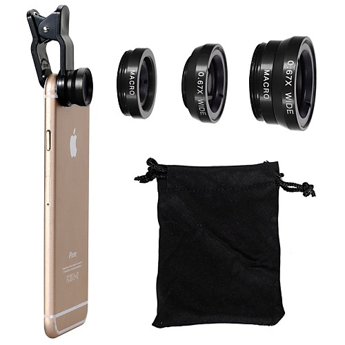Universal Clip 180° Fish Eye LensWide Angle LensMacro Lens 3-in-1 Camera Lens Kits for iPhone 6/6 Plus/5/4 and Others
Universal Clip 180° Fish Eye LensWide Angle LensMacro Lens 3-in-1 Camera Lens Kits for iPhone 6/6 Plus/5/4 and Others