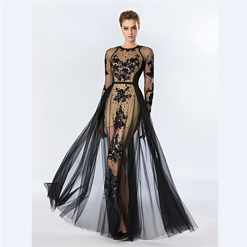 Formal Evening Dress - Black Plus Sizes / Petite Sheath/Column Jewel Floor-length Tulle
Formal Evening Dress - Black Plus Sizes / Petite Sheath/Column Jewel Floor-length Tulle
