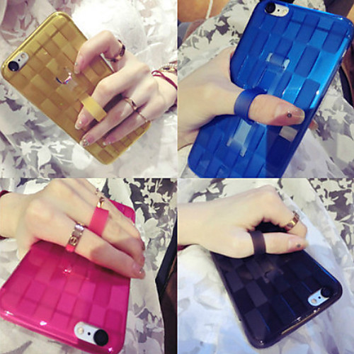 Кейс для Назначение Apple iPhone 6 iPhone 6 Plus со стендом Кольца-держатели Кейс на заднюю панель Сплошной цвет Мягкий Силикон для