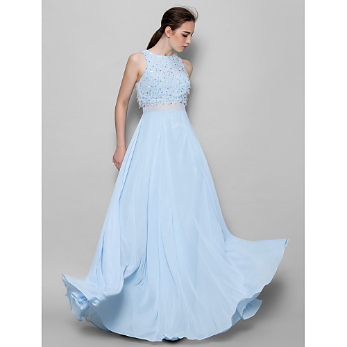 A-Line Jewel Neck Floor Length Chiffon Bridesmaid Dress with Beading / Sequin by LAN TING BRIDE / Sparkle & Shine
A-Line Jewel Neck Floor Length Chiffon Bridesmaid Dress with Beading / Sequin by LAN TING BRIDE / Sparkle & Shine