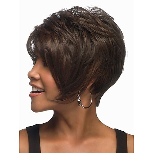 

Synthetic Wig Wavy Style Capless Wig Brown Natural Black Synthetic Hair Women's Brown Wig Short