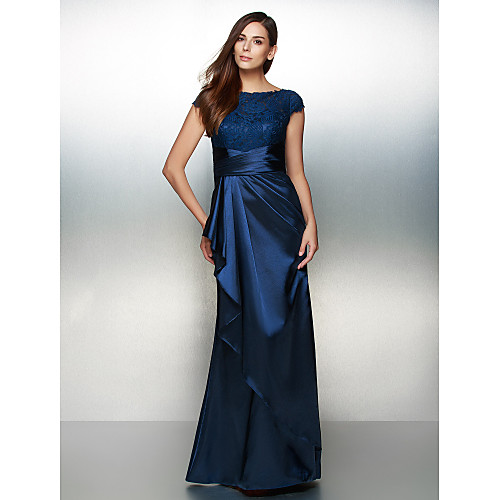 Sheath / Column Scoop Neck Ankle Length Charmeuse Cocktail Party / Formal Evening Dress with Lace / Cascading Ruffles by TS Couture
Sheath / Column Scoop Neck Ankle Length Charmeuse Cocktail Party / Formal Evening Dress with Lace / Cascading Ruffles by TS Couture