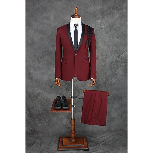 Burgundy Pattern Tailored Fit Polyester Suit - Shawl Collar Single Breasted One-button / Suits
Burgundy Pattern Tailored Fit Polyester Suit - Shawl Collar Single Breasted One-button / Suits