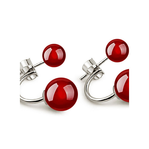 Women's two stone Stud Earrings Jacket Earrings Sterling Silver Silver Earrings Ladies Jewelry Black / Red For Wedding Party Daily Casual Sports
Women's two stone Stud Earrings Jacket Earrings Sterling Silver Silver Earrings Ladies Jewelry Black / Red For Wedding Party Daily Casual Sports