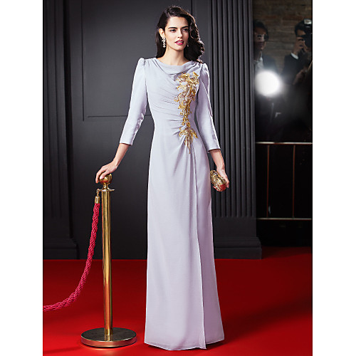 Sheath / Column Cowl Neck Floor Length Georgette Celebrity Style Formal Evening Dress with Appliques / Lace by TS Couture
Sheath / Column Cowl Neck Floor Length Georgette Celebrity Style Formal Evening Dress with Appliques / Lace by TS Couture