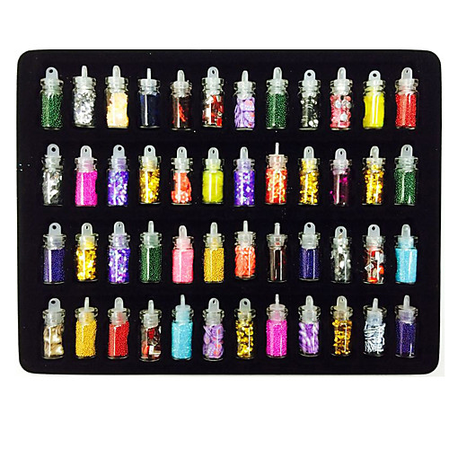 

48 Color Glass Bottle Glitter Glitter Hex Slice Caviar 3D Charm DIY Nail Art Decoration Accessories