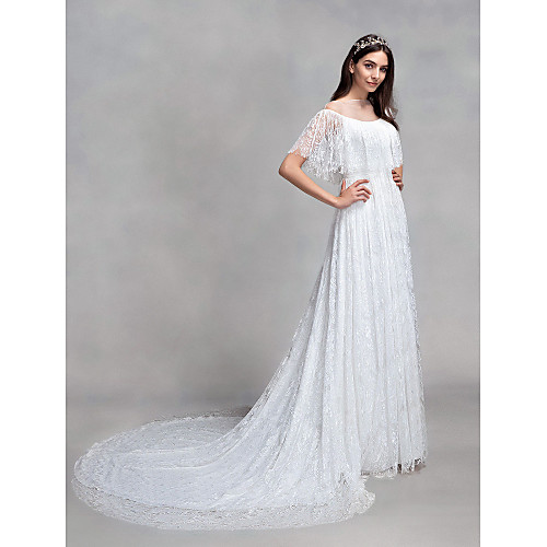 A-Line Bateau Neck Court Train All Over Lace Made-To-Measure Wedding Dresses with Lace by LAN TING BRIDE
A-Line Bateau Neck Court Train All Over Lace Made-To-Measure Wedding Dresses with Lace by LAN TING BRIDE