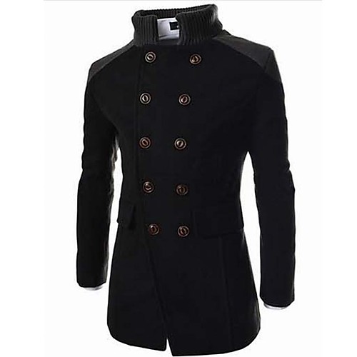 Men's Daily / Work Fall / Winter Long Coat, Color Block Stand Long Sleeve Cotton / Polyester Black / Navy Blue / Gray / Double Breasted
Men's Daily / Work Fall / Winter Long Coat, Color Block Stand Long Sleeve Cotton / Polyester Black / Navy Blue / Gray / Double Breasted