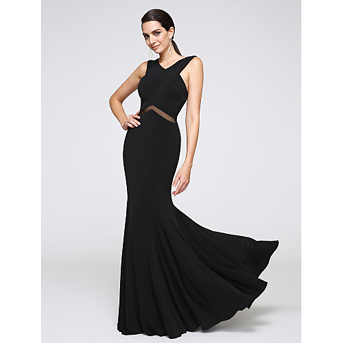Mermaid / Trumpet Cross Front / Y Neck Floor Length Jersey Cocktail Party / Formal Evening Dress with Lace by TS Couture
Mermaid / Trumpet Cross Front / Y Neck Floor Length Jersey Cocktail Party / Formal Evening Dress with Lace by TS Couture