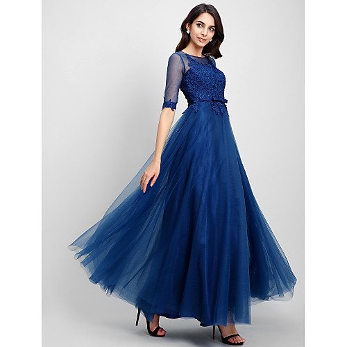 A-Line Illusion Neck Floor Length Lace / Tulle Keyhole Cocktail Party / Prom / Formal Evening Dress with Lace by TS Couture
A-Line Illusion Neck Floor Length Lace / Tulle Keyhole Cocktail Party / Prom / Formal Evening Dress with Lace by TS Couture