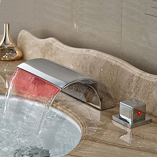 Modern Widespread Waterfall LED Ceramic Valve Two Handles Three Holes Chrome, Bathroom Sink Faucet
Modern Widespread Waterfall LED Ceramic Valve Two Handles Three Holes Chrome, Bathroom Sink Faucet