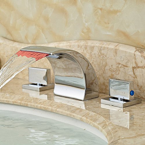 Country Widespread Waterfall LED Ceramic Valve Two Handles Three Holes Chrome, Bathroom Sink Faucet
Country Widespread Waterfall LED Ceramic Valve Two Handles Three Holes Chrome, Bathroom Sink Faucet