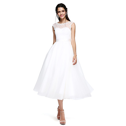 A-Line Illusion Neck Tea Length Tulle Cocktail Party / Formal Evening Dress with Bow(s) by TS Couture
A-Line Illusion Neck Tea Length Tulle Cocktail Party / Formal Evening Dress with Bow(s) by TS Couture