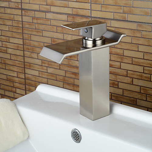 Bathroom Sink Faucet - Waterfall Nickel Brushed Centerset Single Handle One HoleBath Taps / Brass
Bathroom Sink Faucet - Waterfall Nickel Brushed Centerset Single Handle One HoleBath Taps / Brass