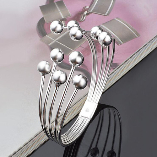 Women's Beads Cuff Bracelet Silver Plated Ladies Personalized European Simple Style Fashion Bracelet Jewelry Silver For Christmas Gifts Party Anniversary Birthday Gift
Women's Beads Cuff Bracelet Silver Plated Ladies Personalized European Simple Style Fashion Bracelet Jewelry Silver For Christmas Gifts Party Anniversary Birthday Gift