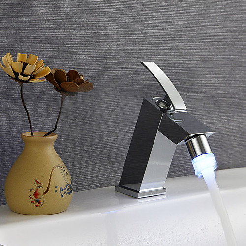 Bathroom Sink Faucet - Rain Shower / Thermostatic / LED Chrome Deck Mounted One Hole / Single Handle One HoleBath Taps
Bathroom Sink Faucet - Rain Shower / Thermostatic / LED Chrome Deck Mounted One Hole / Single Handle One HoleBath Taps