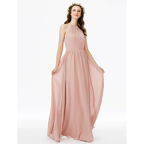 Sheath / Column Jewel Neck Floor Length Chiffon Bridesmaid Dress with Sash / Ribbon / Pleats by LAN TING BRIDE
Sheath / Column Jewel Neck Floor Length Chiffon Bridesmaid Dress with Sash / Ribbon / Pleats by LAN TING BRIDE