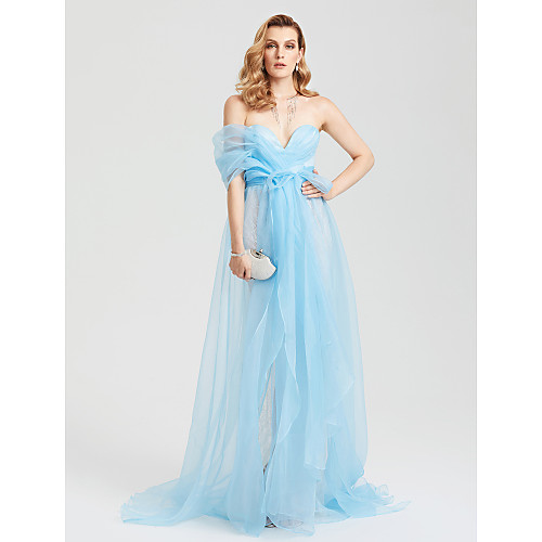 Sheath / Column Sweetheart Neckline Sweep / Brush Train Lace / Organza Celebrity Style Formal Evening Dress with Bowknot / Side Draping by TS Couture
Sheath / Column Sweetheart Neckline Sweep / Brush Train Lace / Organza Celebrity Style Formal Evening Dress with Bowknot / Side Draping by TS Couture