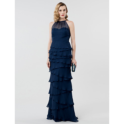 Sheath / Column Illusion Neck Floor Length Chiffon Cocktail Party / Prom / Formal Evening Dress with Pleats / Tiered by TS Couture
Sheath / Column Illusion Neck Floor Length Chiffon Cocktail Party / Prom / Formal Evening Dress with Pleats / Tiered by TS Couture