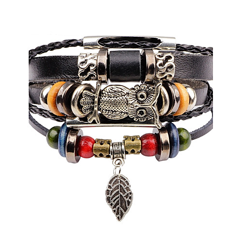 Men's Bead Bracelet Leather Bracelet Layered Owl Vintage Multi Layer Leather Bracelet Jewelry Black For Street Club
Men's Bead Bracelet Leather Bracelet Layered Owl Vintage Multi Layer Leather Bracelet Jewelry Black For Street Club