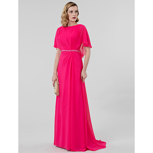 Sheath / Column Boat Neck / Bateau Neck Sweep / Brush Train Chiffon Open Back Cocktail Party / Formal Evening Dress with Crystals / Pleats by TS Couture
Sheath / Column Boat Neck / Bateau Neck Sweep / Brush Train Chiffon Open Back Cocktail Party / Formal Evening Dress with Crystals / Pleats by TS Couture
