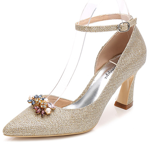 Women's Wedding Shoes Chunky Heel Pointed Toe Rhinestone / Crystal Glitter Basic Pump / Ankle Strap Spring / Fall Gold / Silver / Party & Evening / EU39
Women's Wedding Shoes Chunky Heel Pointed Toe Rhinestone / Crystal Glitter Basic Pump / Ankle Strap Spring / Fall Gold / Silver / Party & Evening / EU39