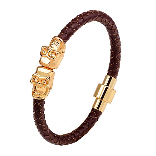Men's woven Magnetic Leather Bracelet Magnetic Bracelet Leather Skull Punk Hip-Hop Bracelet Jewelry Black / Silver / Brown For Stage Club
Men's woven Magnetic Leather Bracelet Magnetic Bracelet Leather Skull Punk Hip-Hop Bracelet Jewelry Black / Silver / Brown For Stage Club