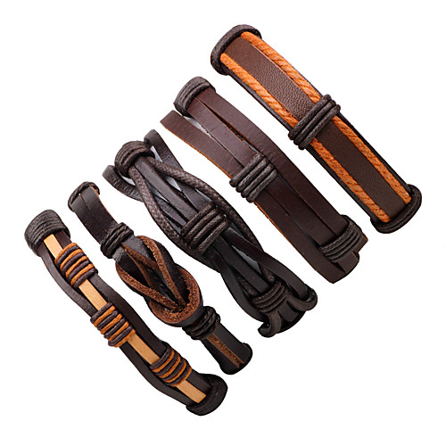 Men's Wrap Bracelet Leather Bracelet Rivet Twisted woven Punk Fashion Leather Bracelet Jewelry Brown For Street Going out
Men's Wrap Bracelet Leather Bracelet Rivet Twisted woven Punk Fashion Leather Bracelet Jewelry Brown For Street Going out