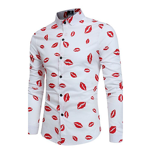 Муж. Для вечеринок С принтом Рубашка Хлопок / Лён, Классический воротник Тонкие Активный / Уличный стиль / Шинуазери (китайский стиль) / Длинный рукав 
Муж. Для вечеринок С принтом Рубашка Хлопок / Лён, Классический воротник Тонкие Активный / Уличный стиль / Шинуазери (китайский стиль) / Длинный рукав