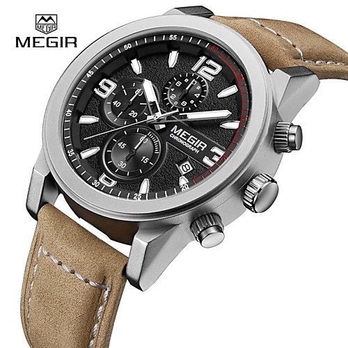 MEGIR Men's Wrist Watch Aviation Watch Quartz Leather Calendar / date / day Cool Analog Classic Casual Fashion - White Black Black / Brown
MEGIR Men's Wrist Watch Aviation Watch Quartz Leather Calendar / date / day Cool Analog Classic Casual Fashion - White Black Black / Brown