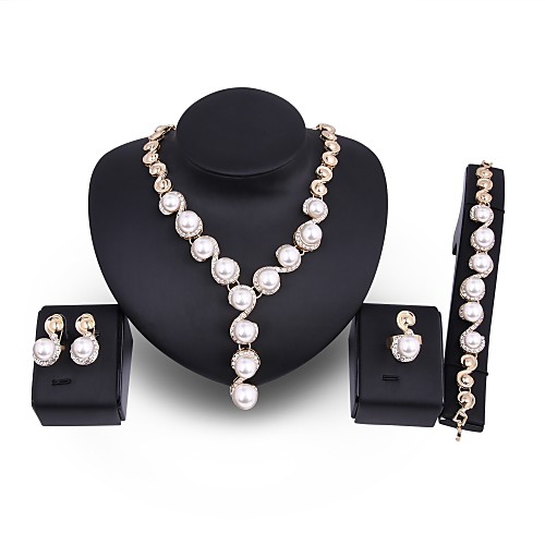 Women's Pearl Jewelry Set 18K Gold Plated, Imitation Pearl, Gold Plated Statement, Ladies, Oversized Include Gold For Wedding Party / Earrings
Women's Pearl Jewelry Set 18K Gold Plated, Imitation Pearl, Gold Plated Statement, Ladies, Oversized Include Gold For Wedding Party / Earrings