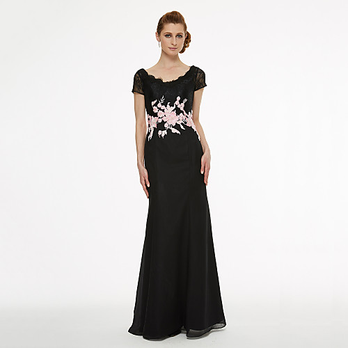 Sheath / Column Scoop Neck Floor Length Chiffon / Lace Mother of the Bride Dress with Appliques / Lace / Pleats by LAN TING BRIDE / Illusion Sleeve
Sheath / Column Scoop Neck Floor Length Chiffon / Lace Mother of the Bride Dress with Appliques / Lace / Pleats by LAN TING BRIDE / Illusion Sleeve