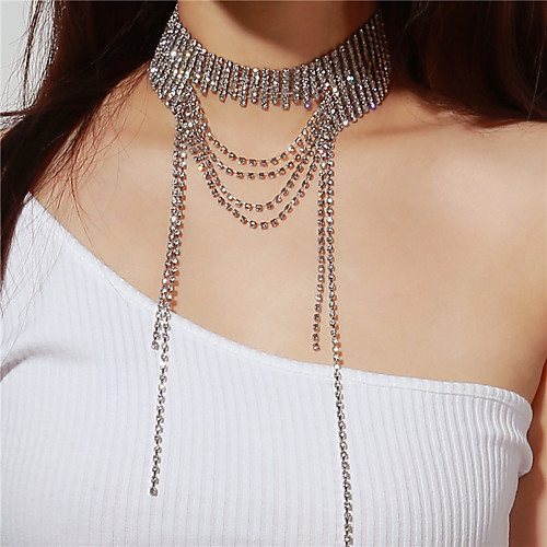 Women's Choker Necklace Long Necklace Layered Ladies Multi Layer Imitation Diamond Silver Necklace Jewelry For Party Gift
Women's Choker Necklace Long Necklace Layered Ladies Multi Layer Imitation Diamond Silver Necklace Jewelry For Party Gift