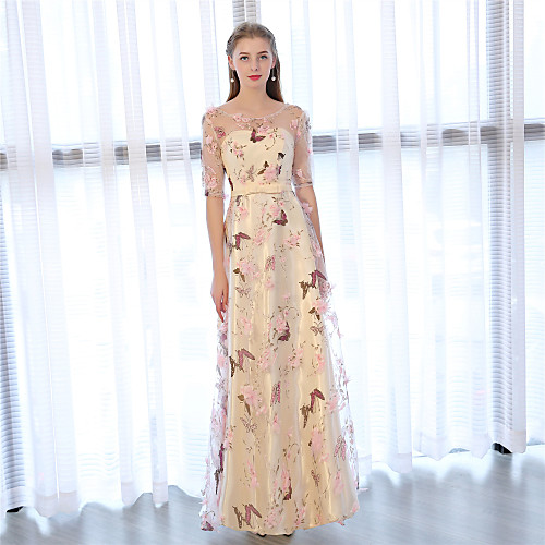 A-Line Illusion Neck Ankle Length Tulle / Satin Chiffon Prom / Formal Evening Dress with Bow(s) / Embroidery by LAN TING Express / Illusion Sleeve
A-Line Illusion Neck Ankle Length Tulle / Satin Chiffon Prom / Formal Evening Dress with Bow(s) / Embroidery by LAN TING Express / Illusion Sleeve